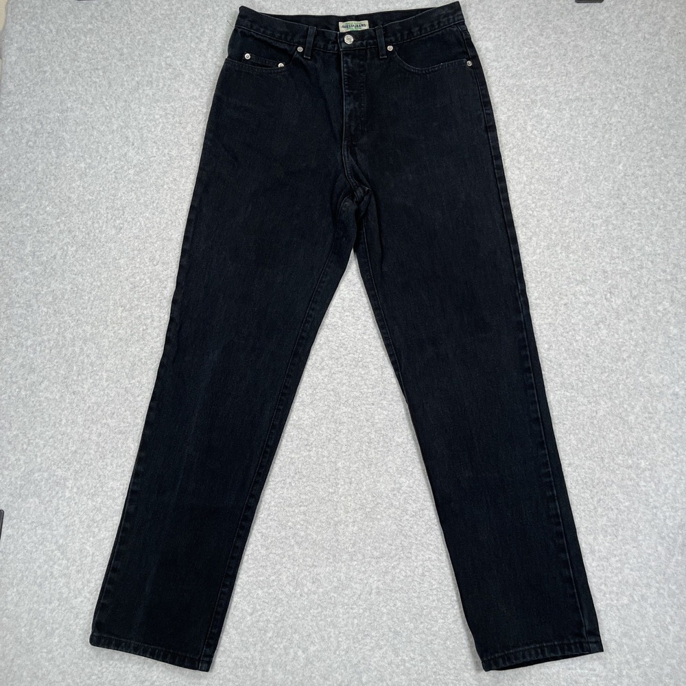 Vintage 90s Guess Jeans Mens 32 (31x32) Black Straight Denim Triangle USA Made